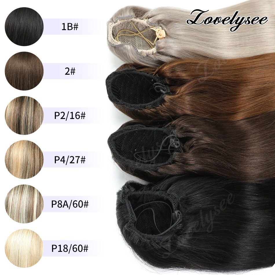 Clip In Hair Piece - 14-18Inch Short Drawstring Ponytail 100% Human